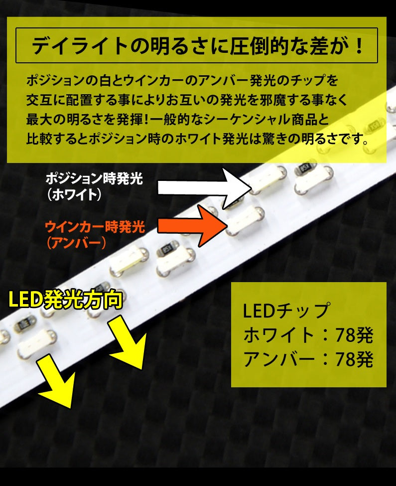 Universal 156 LED Sequential Light Tape in White DRL and Amber